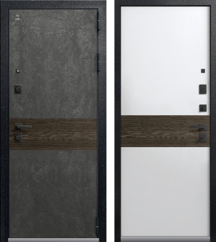 Центурион ЛЮКС-2 Чёрный муар+МДФ Серый камень+Миндаль рифленый-Кашемир белый+Миндаль рифленый